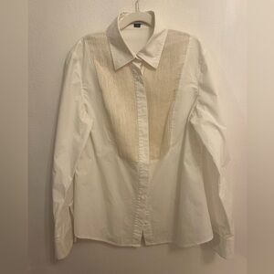 Valentino White Women’s Tuxedo Shirt with Cream Accents